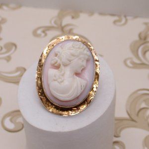 Antique 10k Carved Coral Cameo Brooch